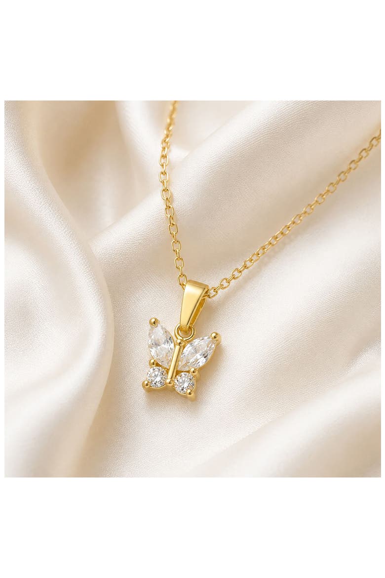 Butterfly Pendant Necklace, Alternate, color, GOLD