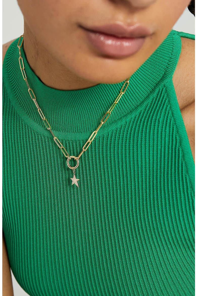 Paperclip Chain Charm Necklace, Alternate, color, Yellow Gold