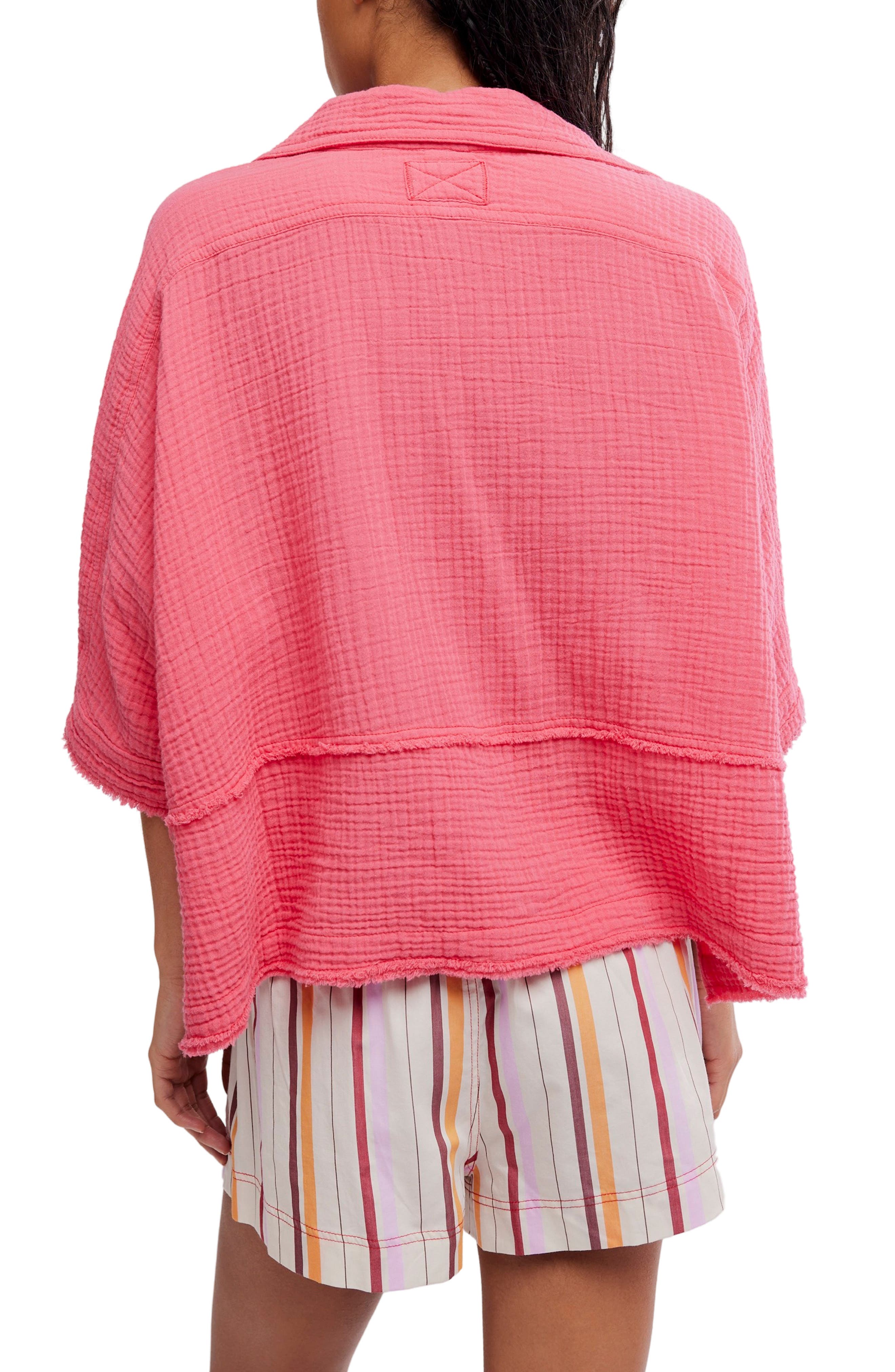Happy Days Oversized Cotton Gauze Button-Up Top - image 4
