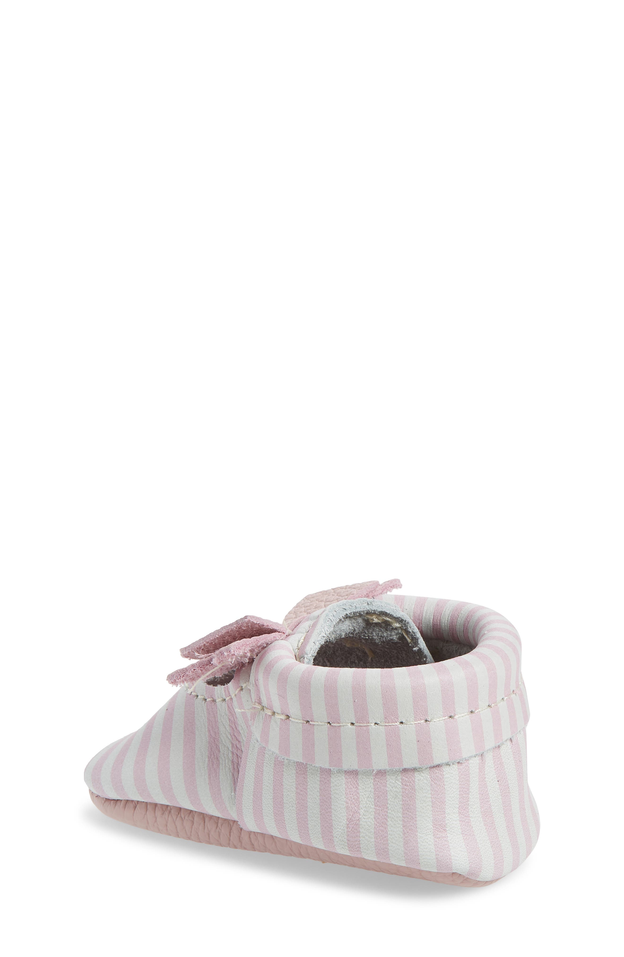 Bow Moccasin, Alternate, color, PINK STRIPE