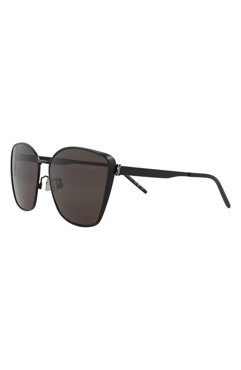 Saint Laurent 62mm Cat Eye Sunglasses, Alternate, color, Black Black Black