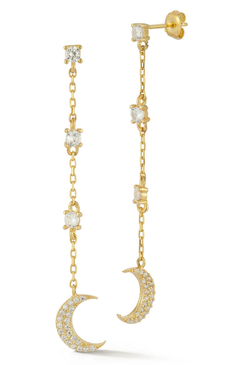 Cubic Zirconia Moon Drop Earrings, Main, color, GOLD