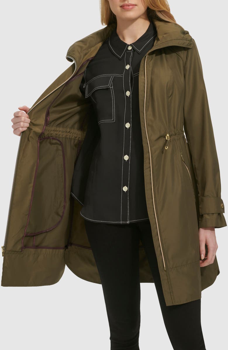 Cole Haan Signature Travel Packable Hooded Rain Jacket, Alternate, color, Olive