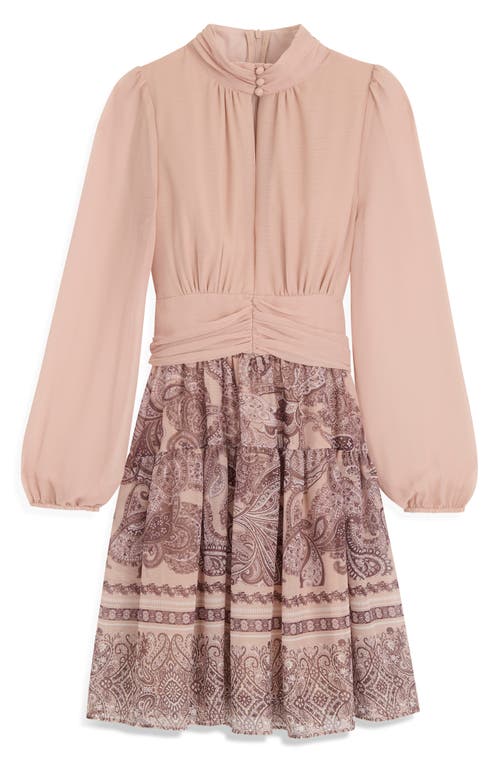 Bcbg Mock Neck Long Sleeve Minidress In Brown