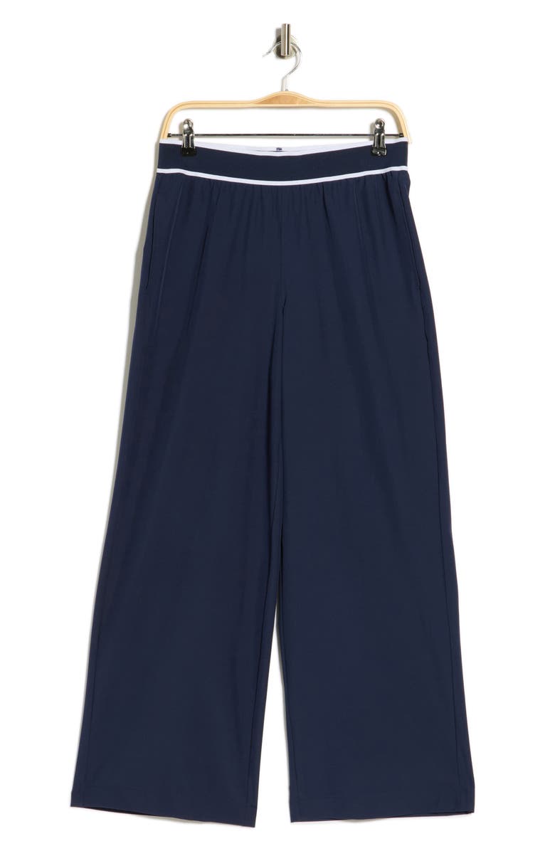 90 DEGREE BY REFLEX Warp X Wide Leg Pants, Alternate, color, Naval Blue/ White