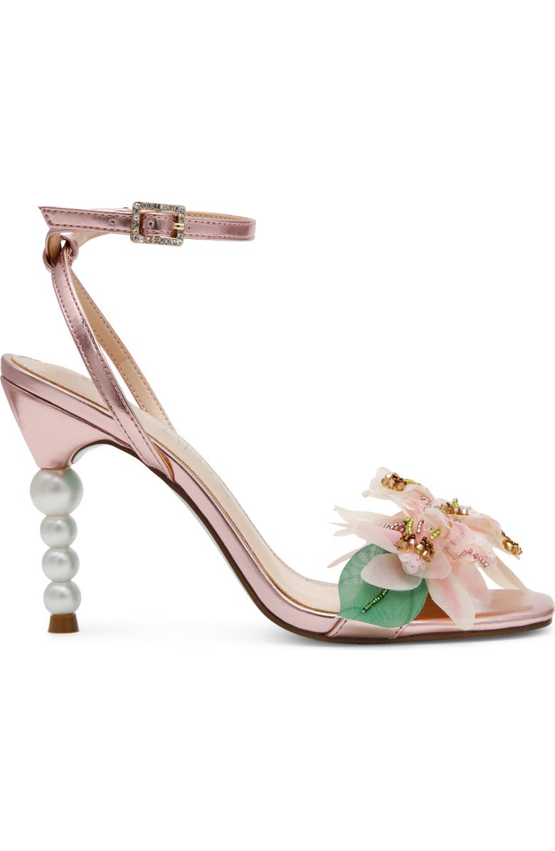 Betsey Johnson Kasie Beade Flower Ankle Strap Sandal, Alternate, color, Light Pink
