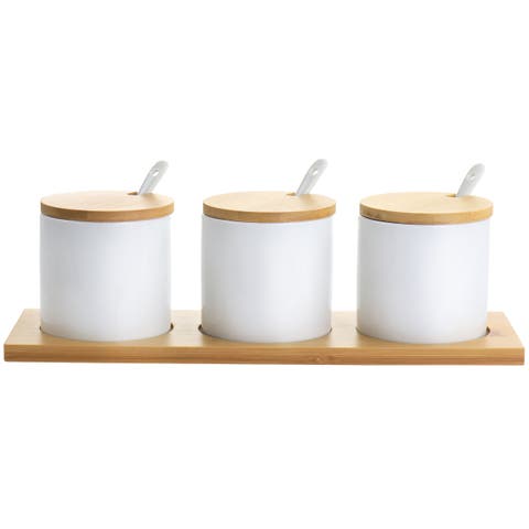 Gracious Dining 10 Piece Fine Ceramic Condiment Jars Serving Set
