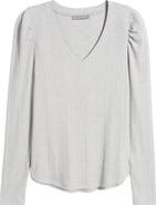 Wit & Wisdom Puff Shoulder Rib Top