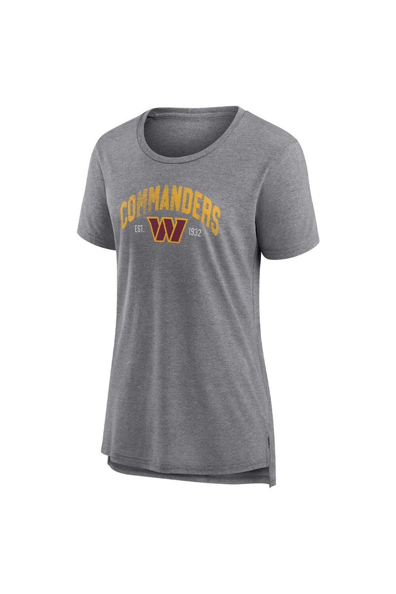 Women's Fanatics Branded Heathered Gray Washington Commanders Drop Back Modern T-Shirt, Alternate, color, Heather Gray