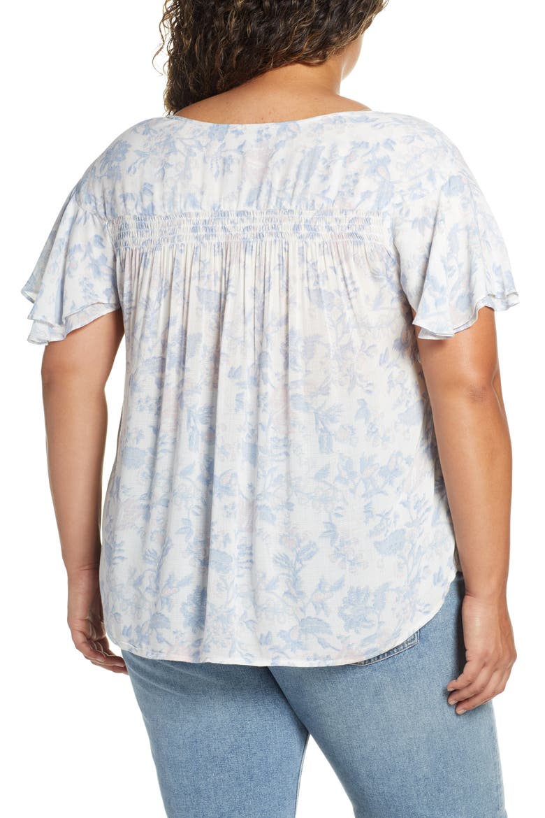 Flutter Sleeve Print Top, Alternate, color, MULTI