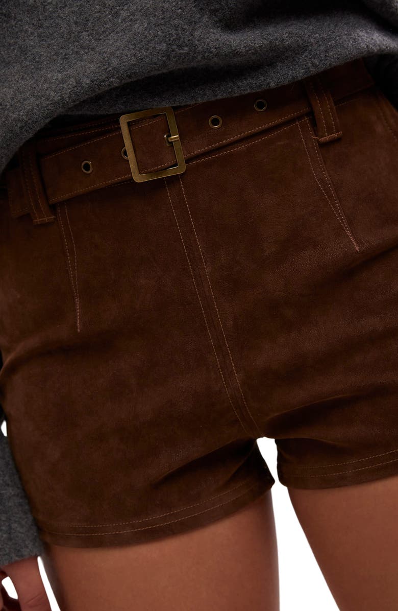 Free People Jada Belted Faux Suede Shorts, Alternate, color, 