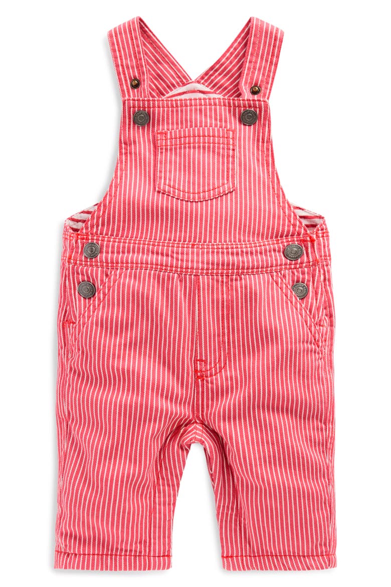 Stripe Cotton Overalls, Main, color, HOLLY BERRY TICKING STRIPE