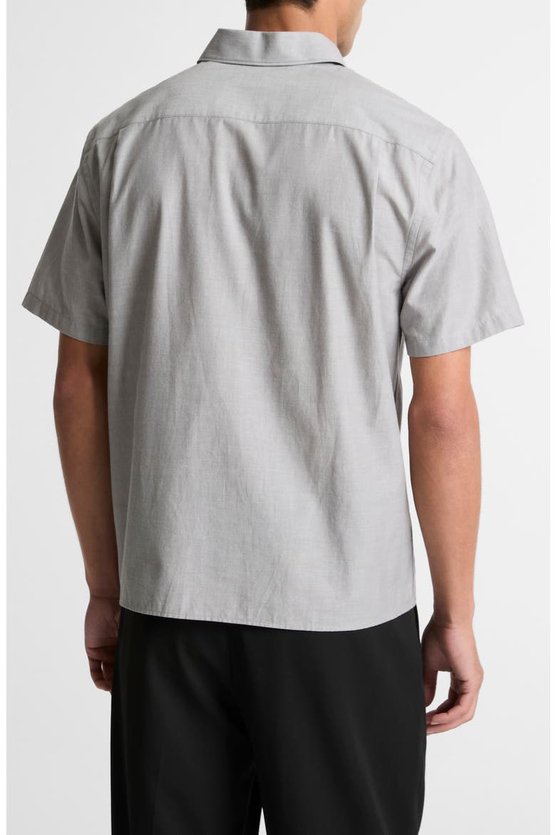 Lightweight Short Sleeve Cotton Chambray Button-Up Shirt, Alternate, color, JET