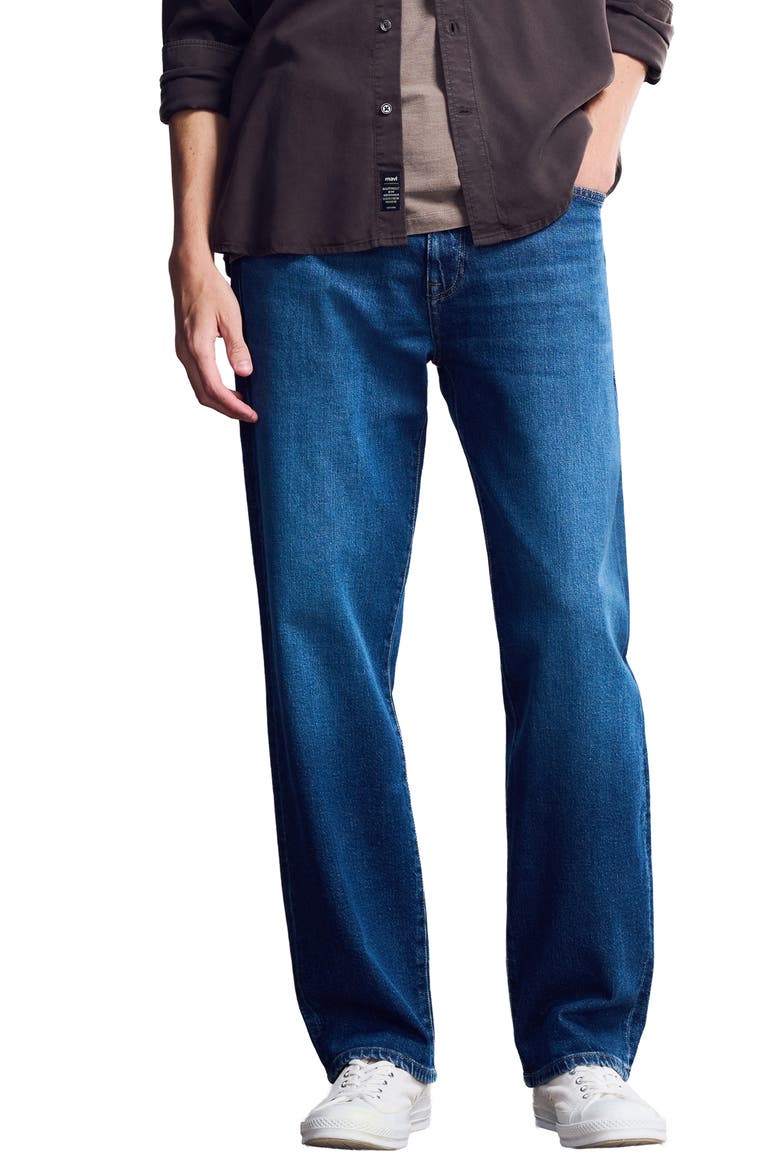 Pier Loose Straight Leg Jeans, Main, color, DARK INDIGO BRUSHED
