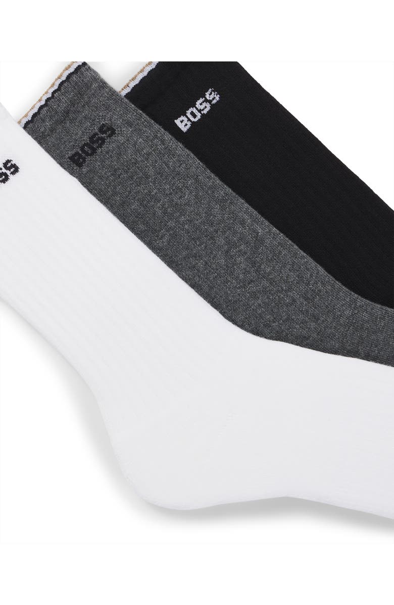 BOSS Assorted 3-Pack Stretch Crew Socks, Alternate, color, Grey Multi