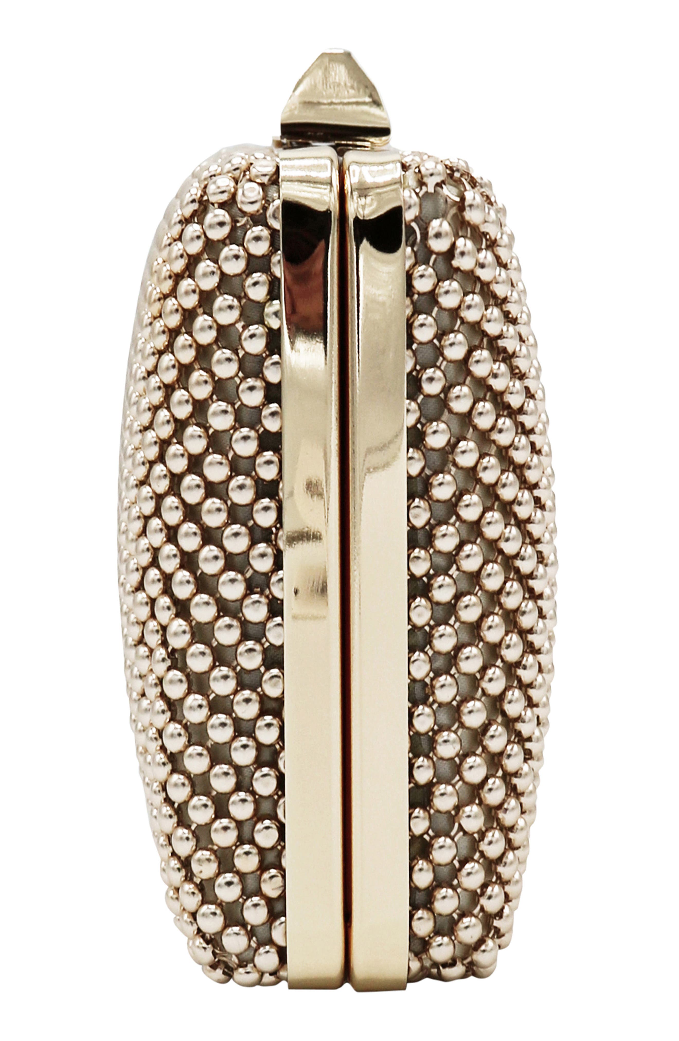 Natasha Mesh Clutch, Alternate, color, GOLD