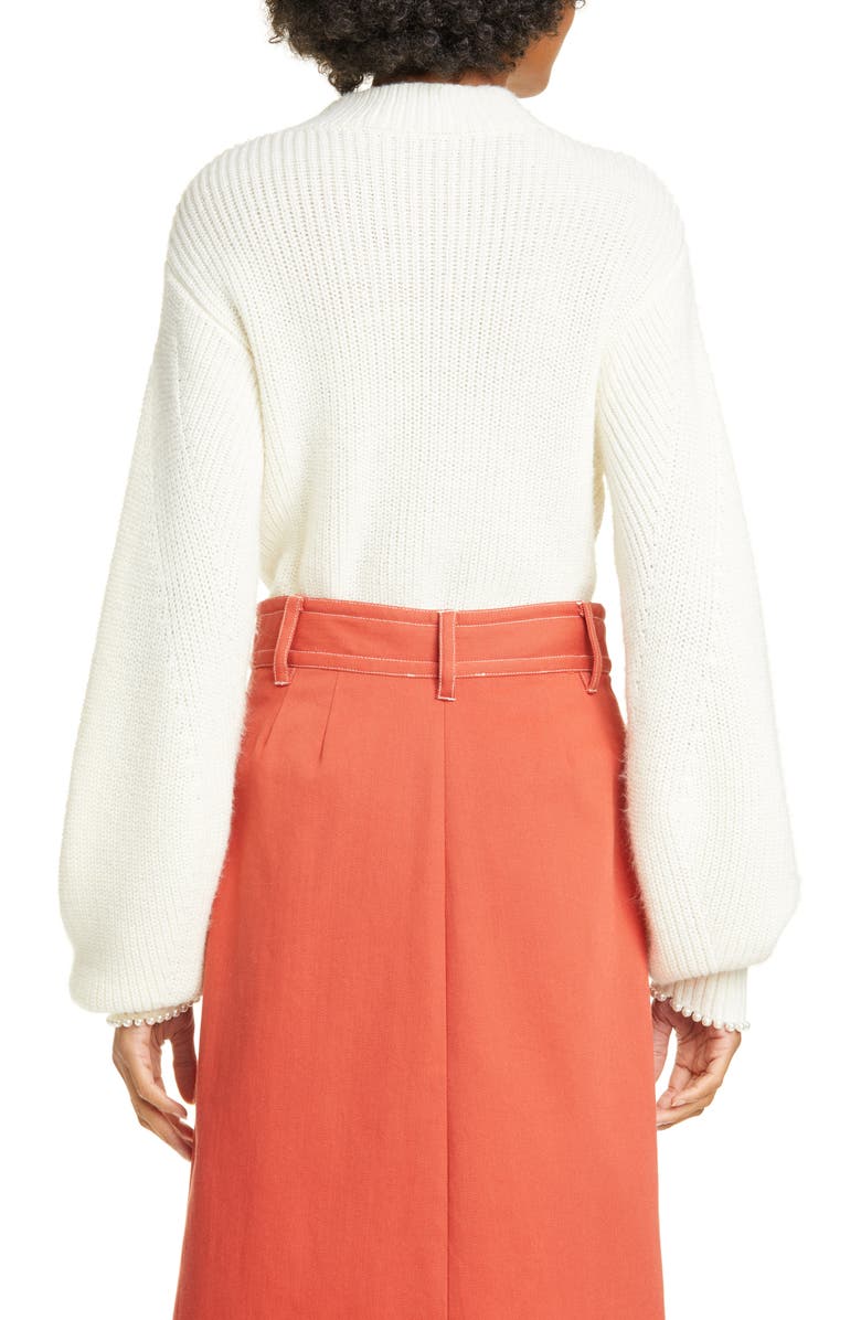 Sea Imitation Pearl Cuff Wool Blend Sweater, Alternate, color, 