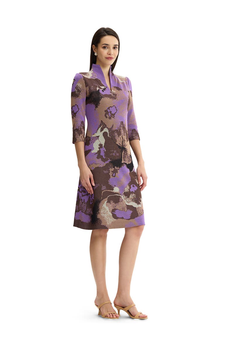 A-Line Multi Colored Jacquard Knit Dress, Alternate, color, Sunset Purple/Dark Umber