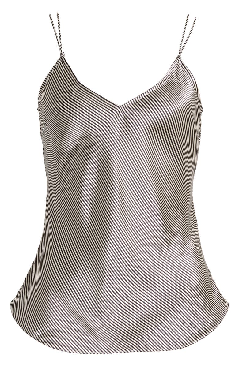 FRAME Stripe V-Neck Silk Camisole, Alternate, color, Dark Navy Multi