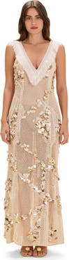 PatBO Seashell Embroidery Gown