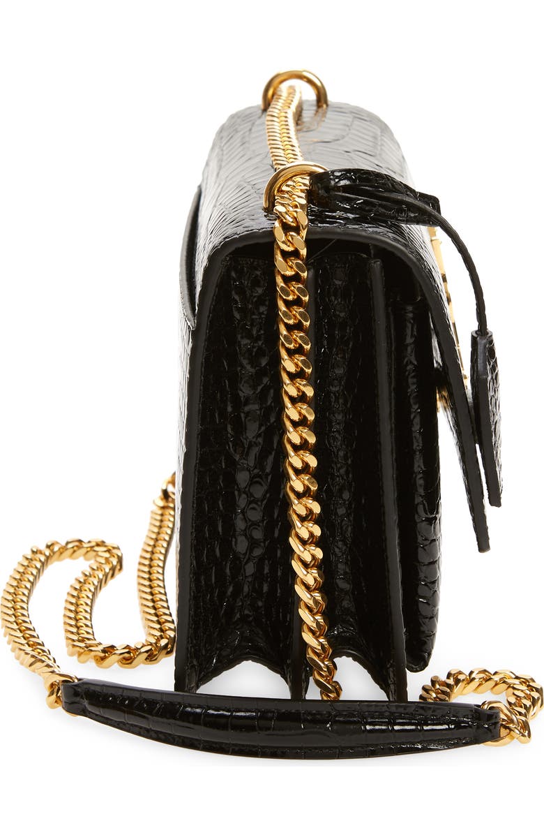 Saint Laurent Medium Sunset Croc Embossed Leather Shoulder Bag, Alternate, color,