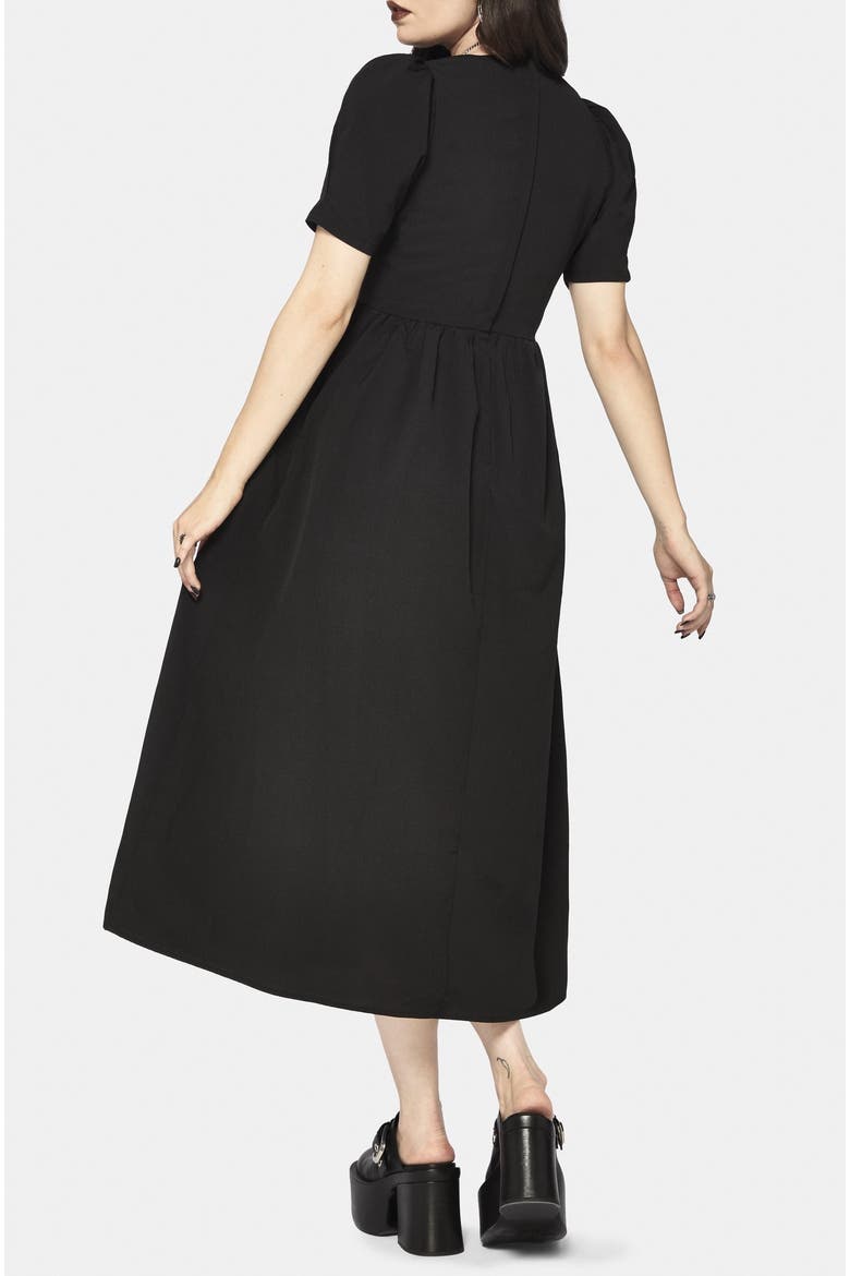 Brae Wrap Centipede Button Midi Dress, Alternate, color, Black