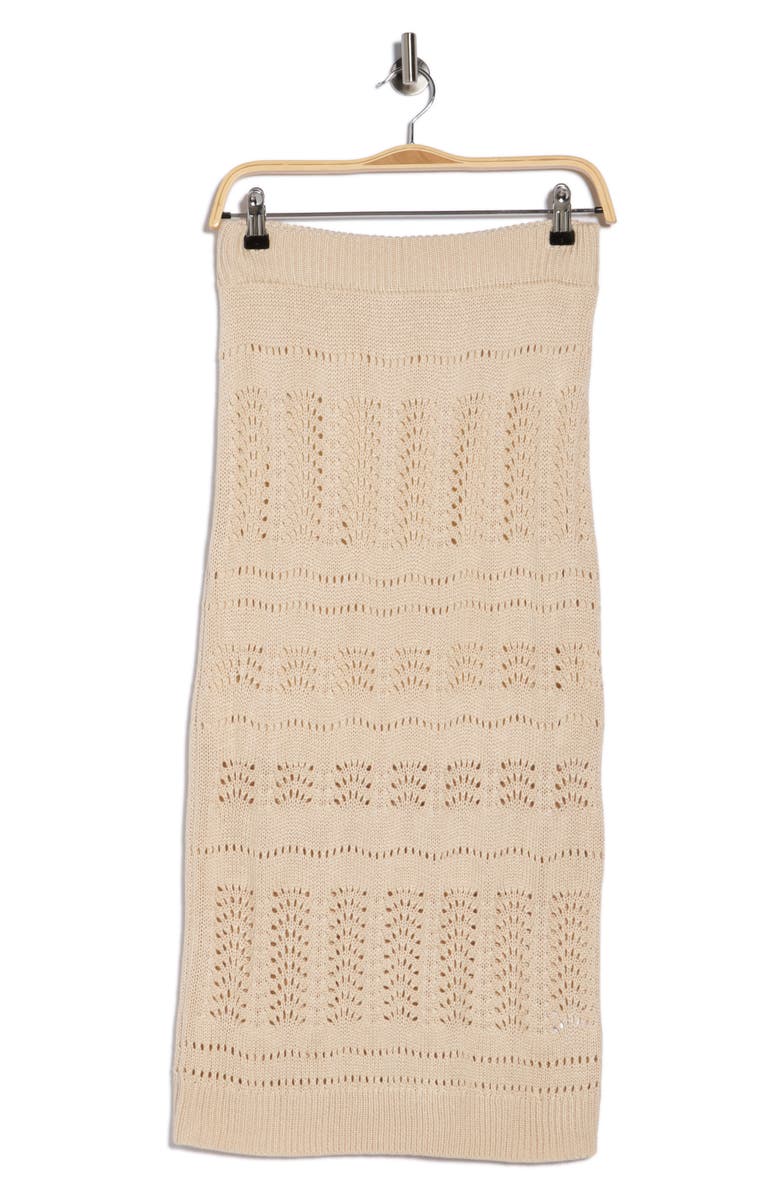WISHLIST Pointelle Open Knit Midi Skirt, Main, color, Natural
