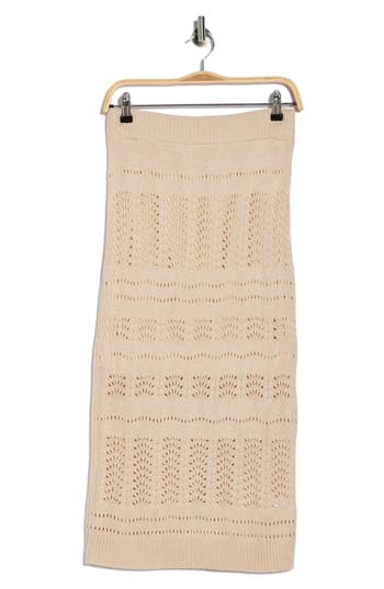 Wishlist Pointelle Open Knit Midi Skirt In Brown