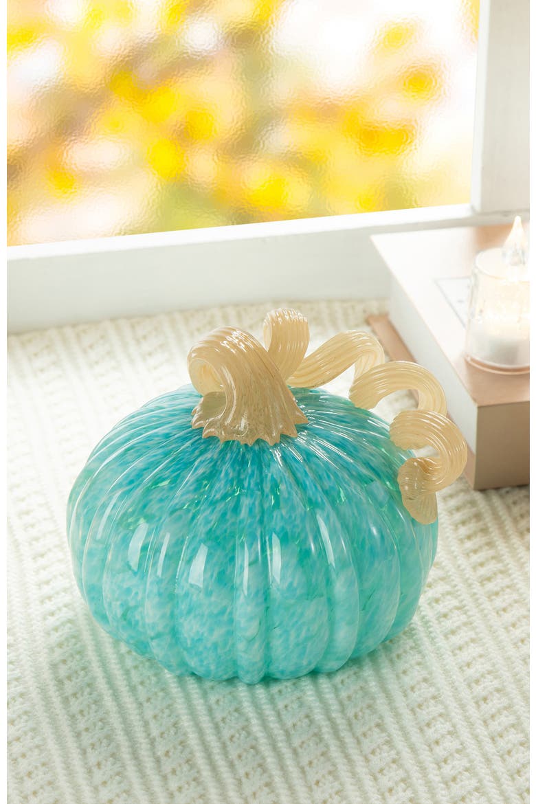 Fall Round Glass Pumpkins, Alternate, color, Blue