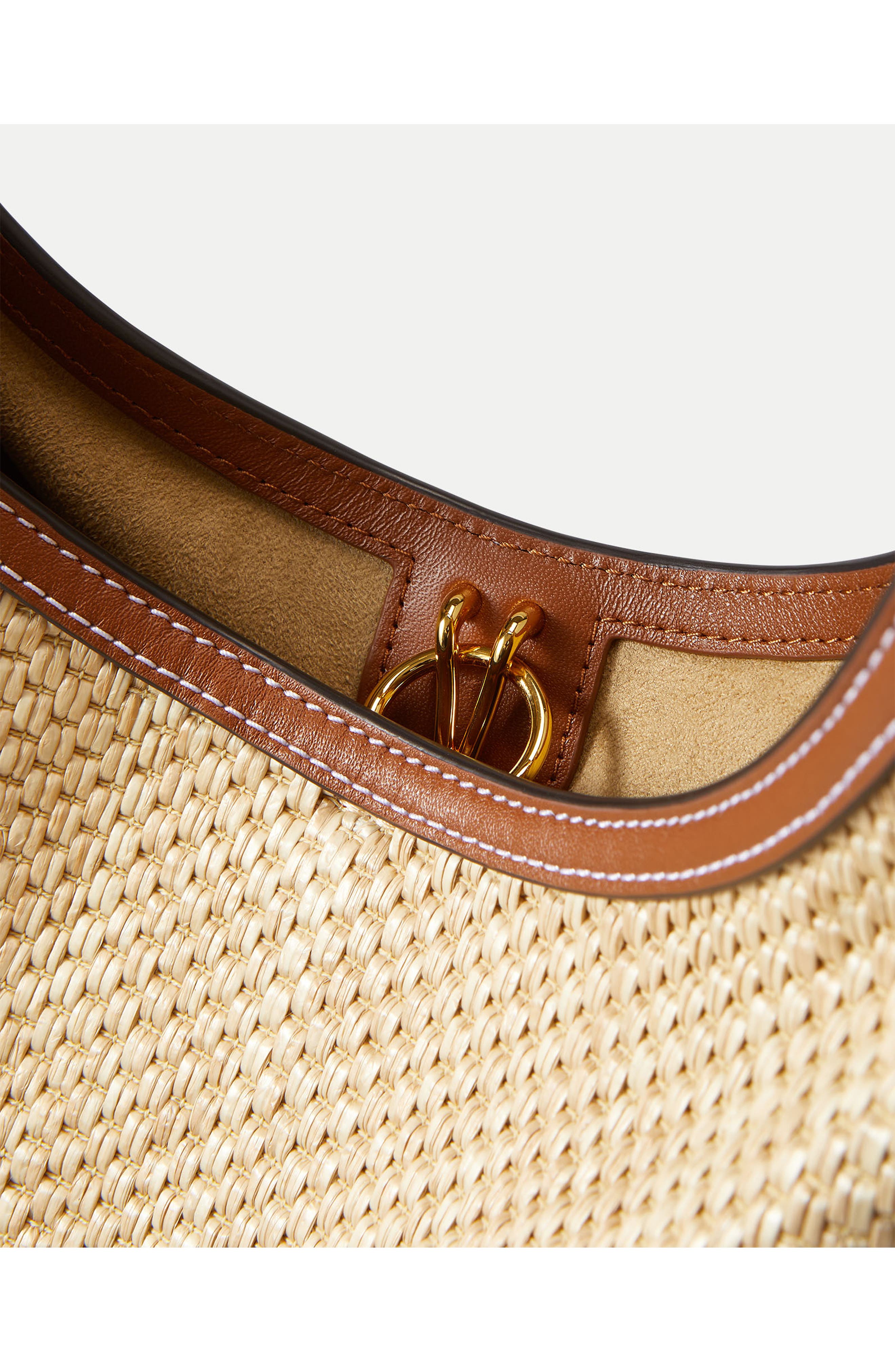 Veronica Beard Jour Raffia & Leather Shoulder Bag, Alternate, color, Hazelwood Natural