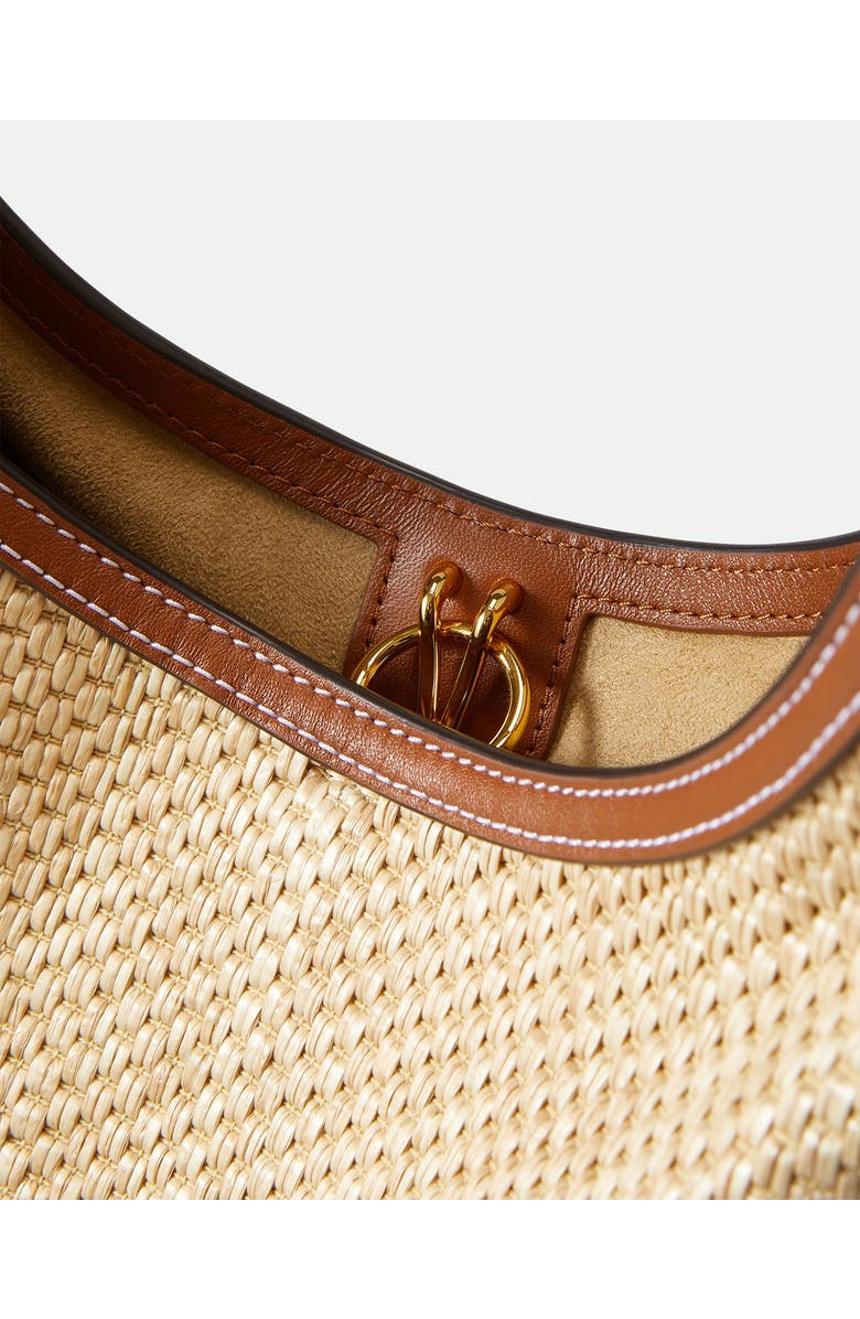 Veronica Beard Jour Raffia & Leather Shoulder Bag, Alternate, color, Hazelwood Natural