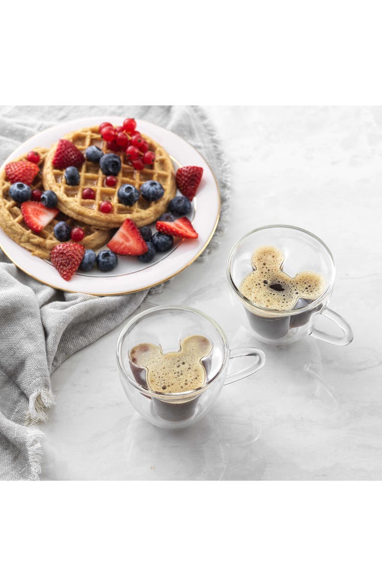 JoyJolt Disney Mickey Espresso Cups - Set of 2, Alternate, color, Clear