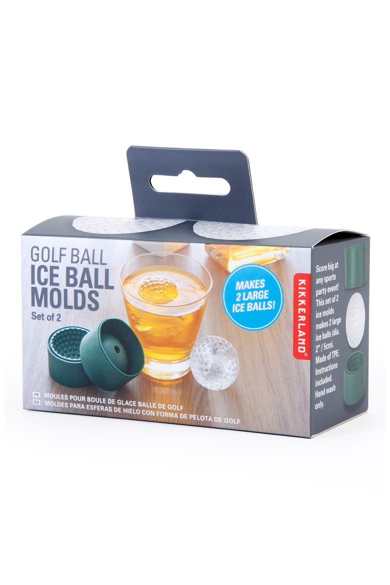 Set of 2 Golf Ball Ice Cube Molds, Alternate, color, GREEN