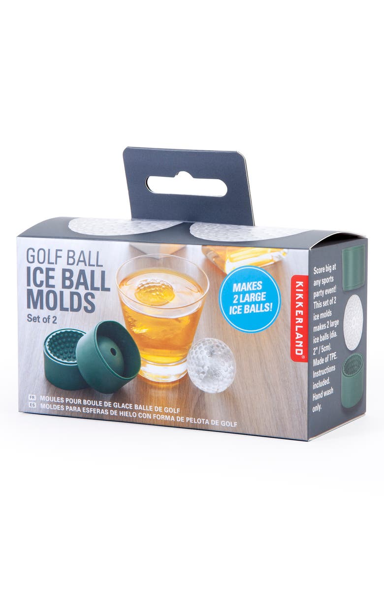 Kikkerland Design Set of 2 Golf Ball Ice Cube Molds, Alternate, color, Multi
