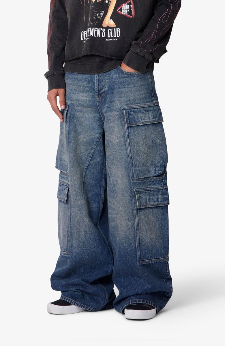 mnml Cargo Baggy Jeans, Alternate, color, Blue