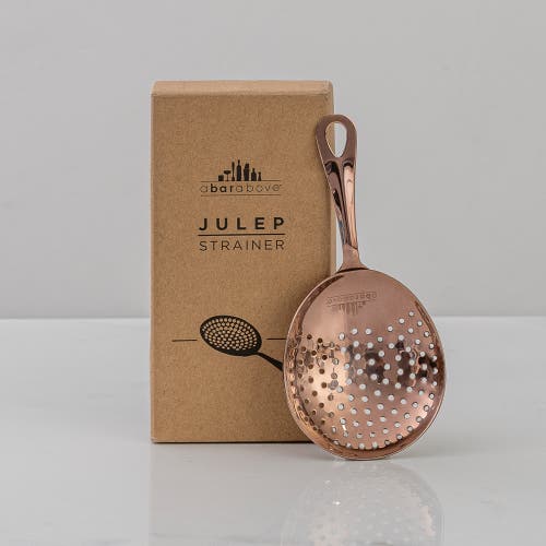 A Bar Above Antique Copper Julep Cocktail Strainer In Antique Copper