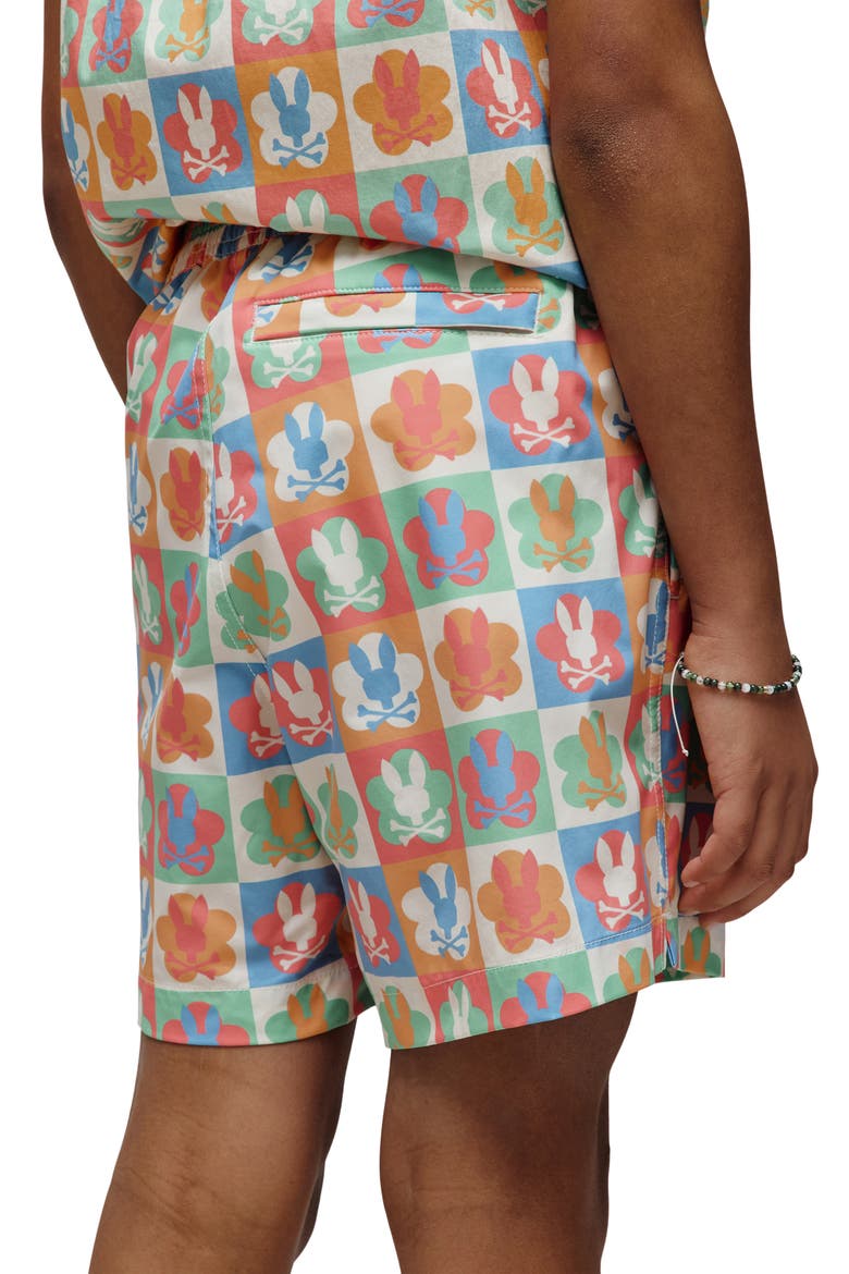 Kids' Aiden Bunny Print Swim Trunks, Alternate, color, PRISTINE