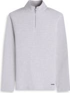 Bugatchi Waffle Quarter Zip Cotton Blend Pullover