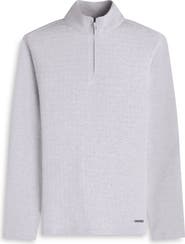 Bugatchi Waffle Quarter Zip Cotton Blend Pullover