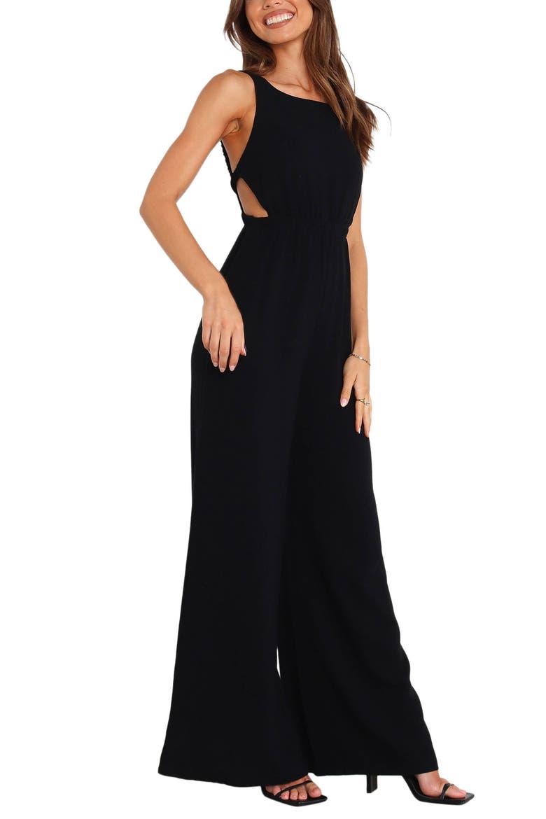 Eddie Linen Blend Sleeveless Jumpsuit, Alternate, color, BLACK