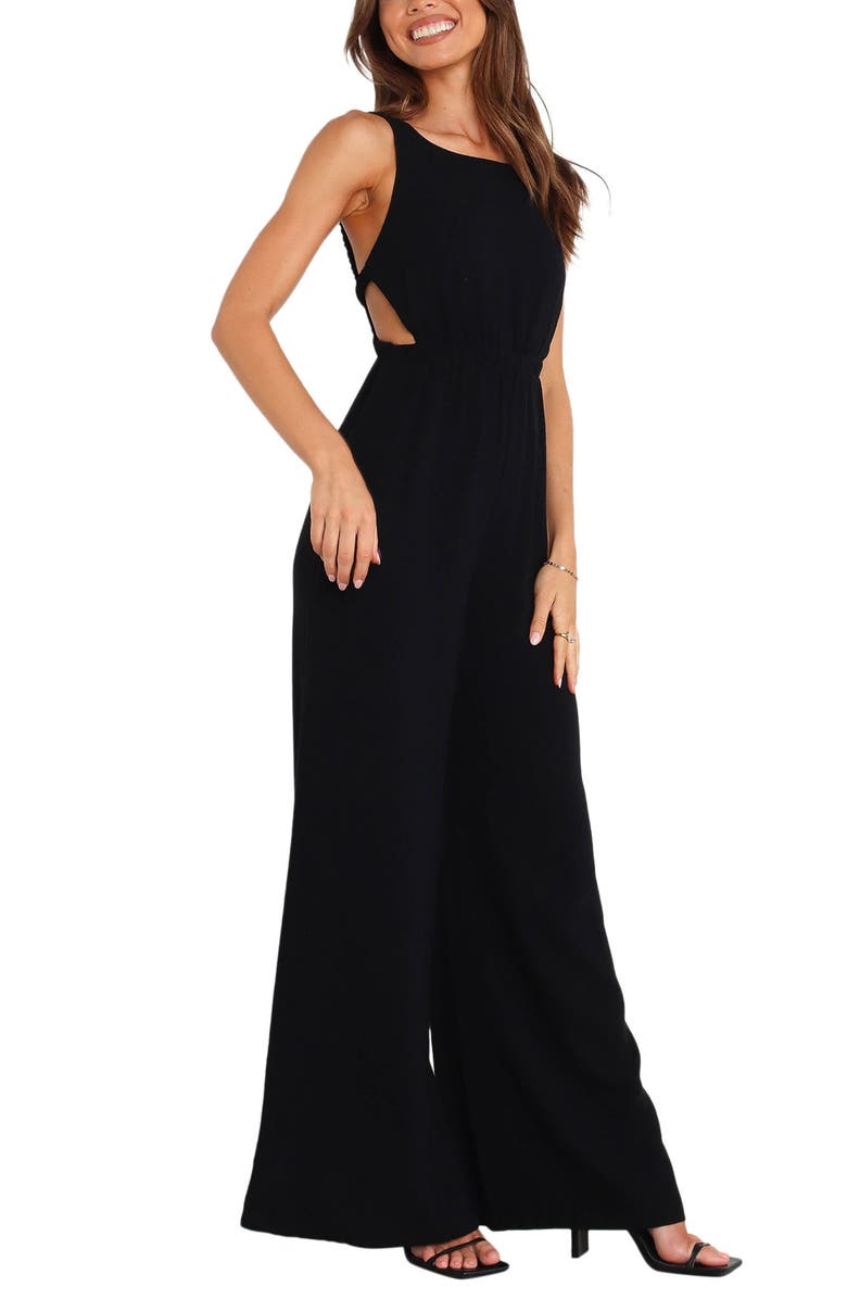 Petal & Pup Eddie Linen Blend Sleeveless Jumpsuit, Alternate, color, Black