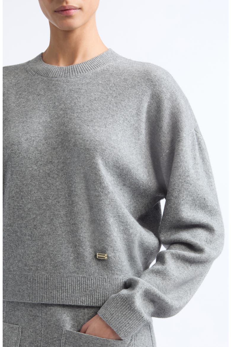 Crewneck Wool & Cashmere Sweater, Alternate, color, MID-GREY MARL