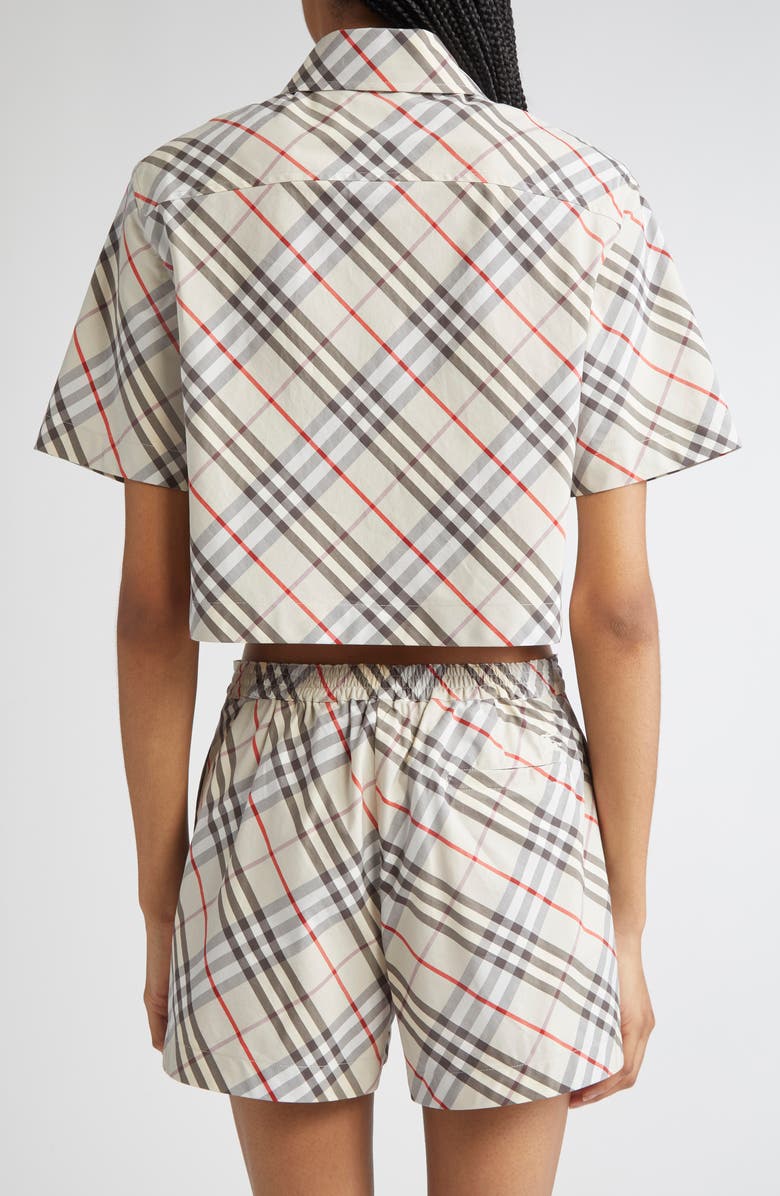 Burberry Check Cotton Crop Shirt, Alternate, color, Chipping Ip Check