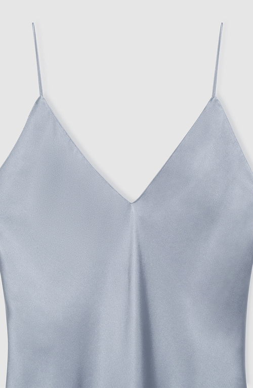 Anine Bing Ellen V-neck Silk Top In Blue