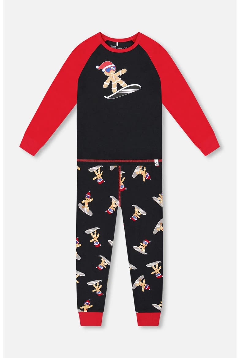Two-Piece Organic Cotton Pajama Set Cookie, Main, color, Black