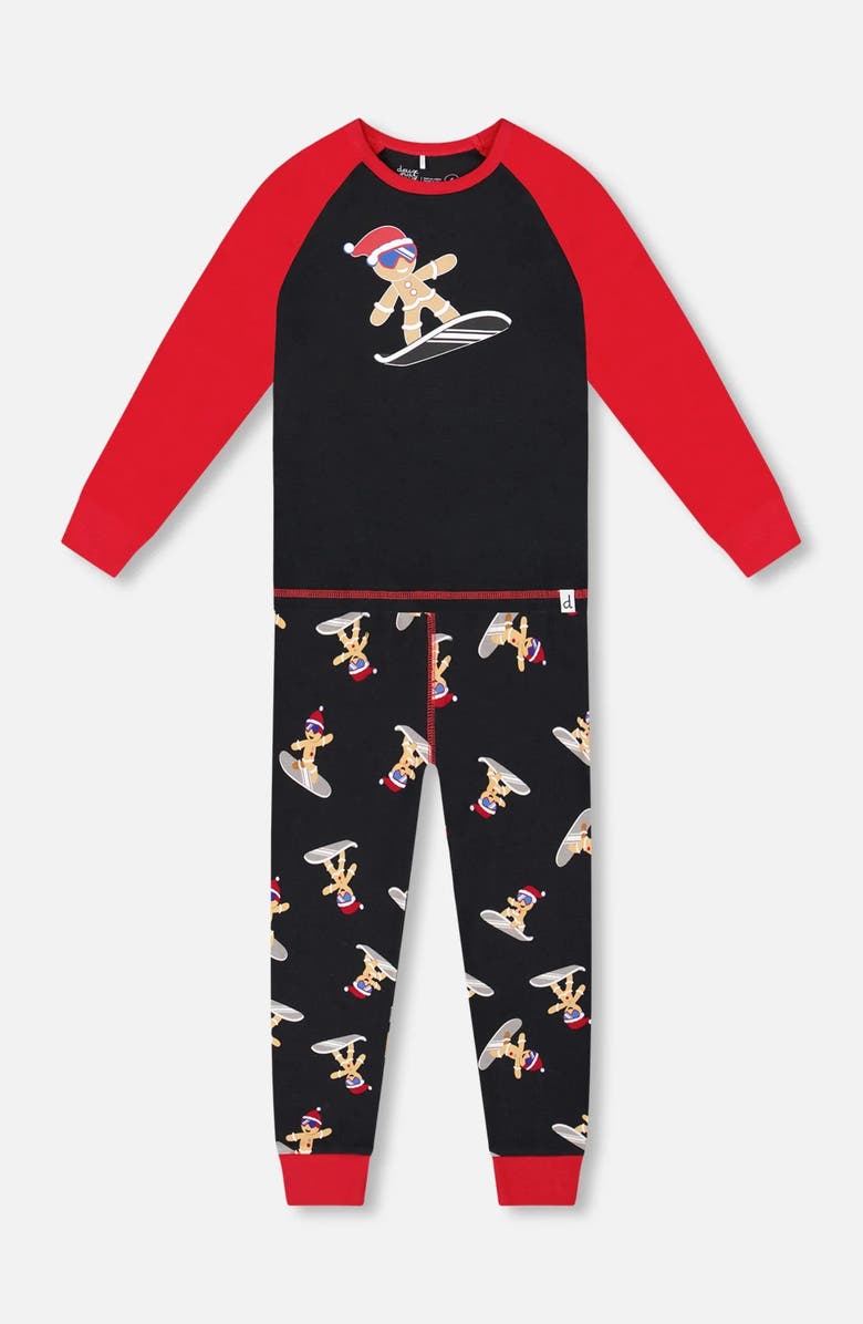 Deux par Deux Two-Piece Organic Cotton Pajama Set Cookie, Main, color, Black