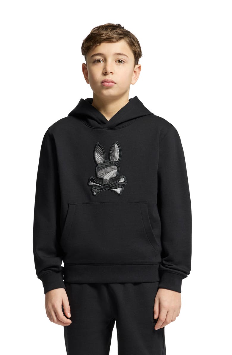 Psycho Bunny Kids' Embroidered Hoodie, Alternate, color, Black