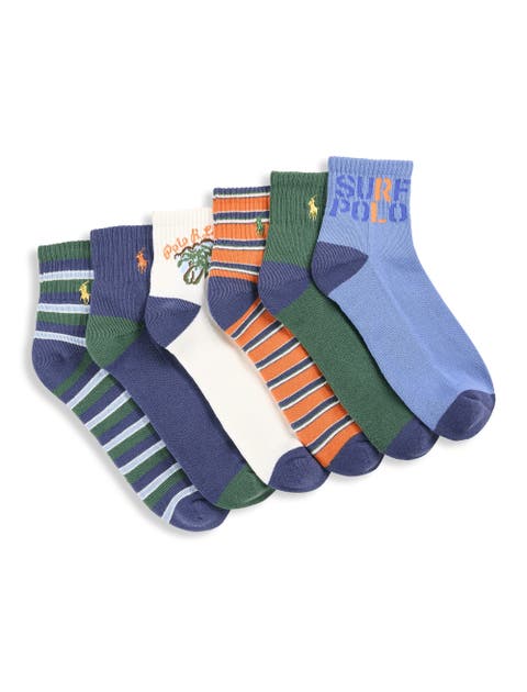 Big & Tall 6-pk Surf Quarter-Top Athletic Socks
