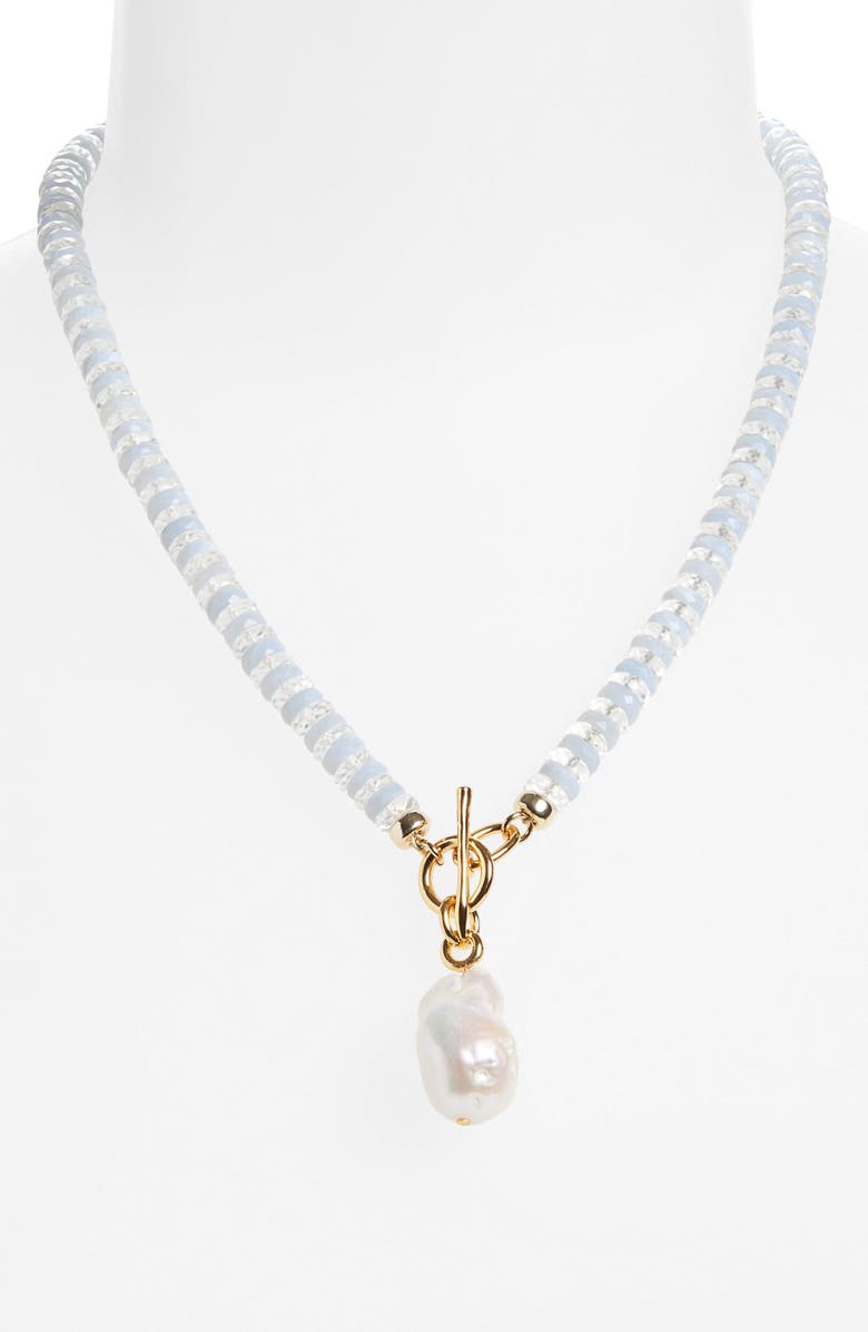 Lizzie Fortunato Pearl Isle Beaded Toggle Necklace, Alternate, color, Blue