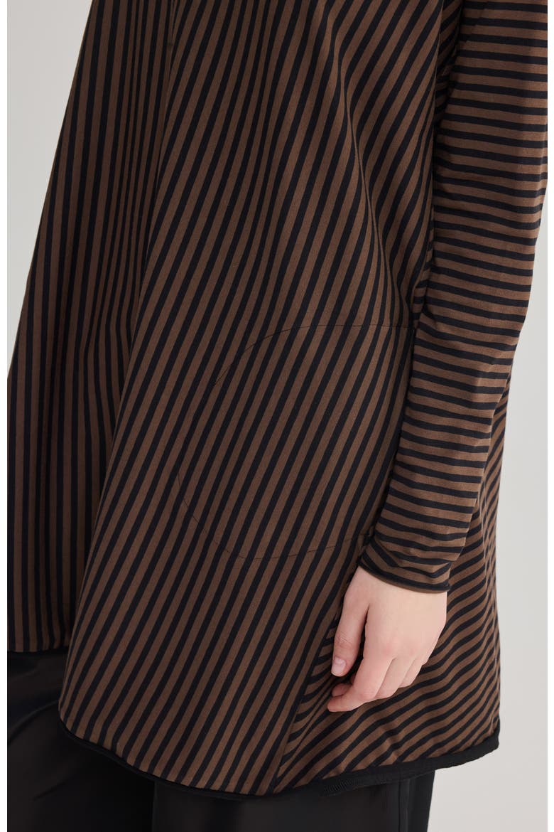 Maeva A-Line Cotton Jersey Tunic, Alternate, color, Brown Striped